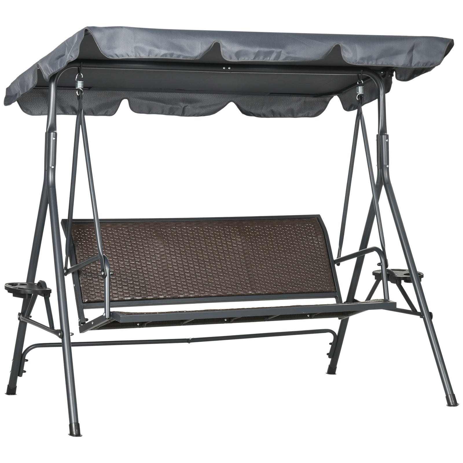 3 Seater Garden Swing Seat, Swing Chair W/ Adjustable Canopy