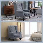 Accent Armchair Home Furniture Retro Tufted Club Wood | One Size | Grey