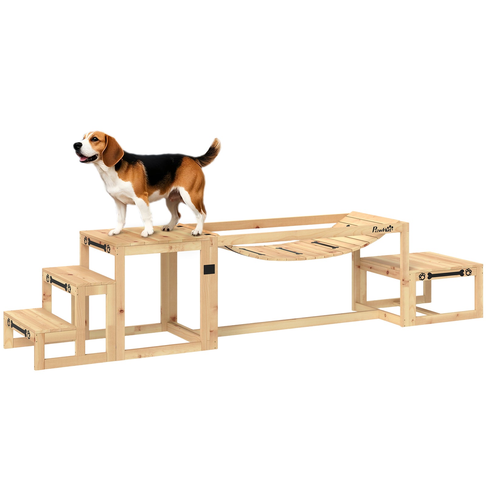 3 Pieces Wooden Dog Agility Training Equipment, Natural Wood | Natura