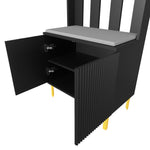 Coat Rack Stand With Shoe Storage Bench 2 Tier Clothes Hat Hanger 8 Hooks | Black
