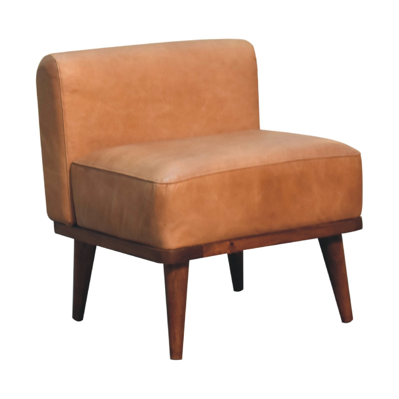 Solid Mango Wood Tan Buffalo Backrest Footstool