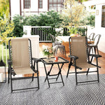 3 Pieces Folding Garden Bistro Set With Cup Holders | Khaki