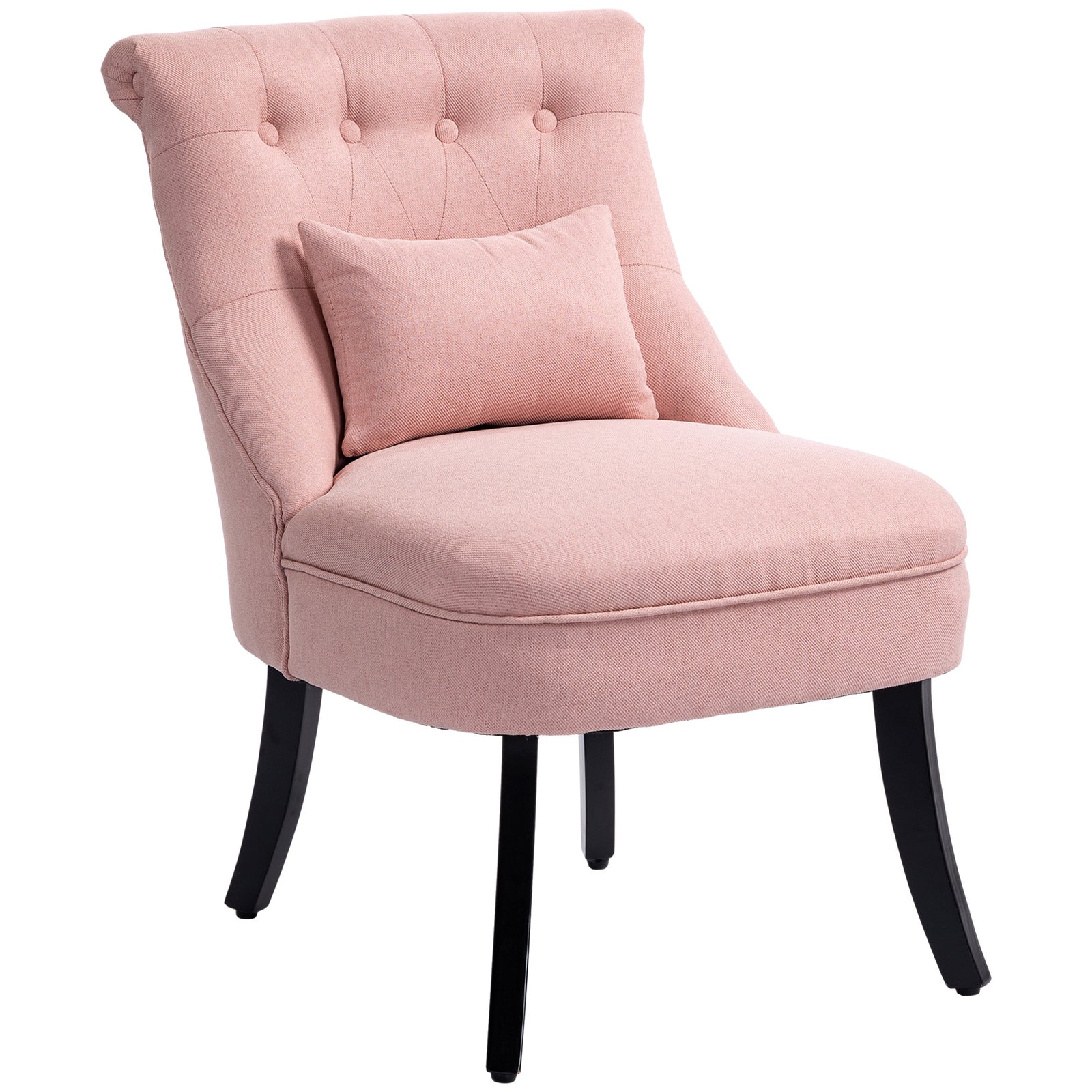 Fabric Single Sofa Armchair Upholstered Pillow Wood Leg | One Size | Pink