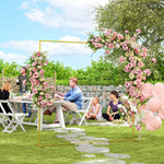 Outsunny Wedding Arch Backdrop Stand, Gold Wedding Arch With U-shaped Stakes