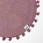 Floral Tufted Round Bathmat With Pom Poms | 60cm | Blush Pink