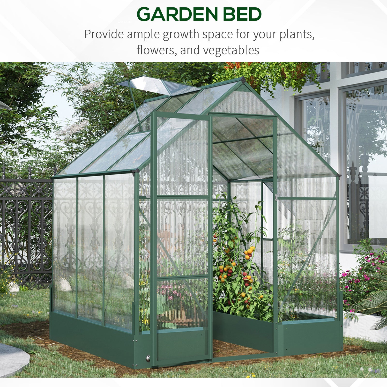 Walk-in Polycarbonate Greenhouse - 6x6ft
