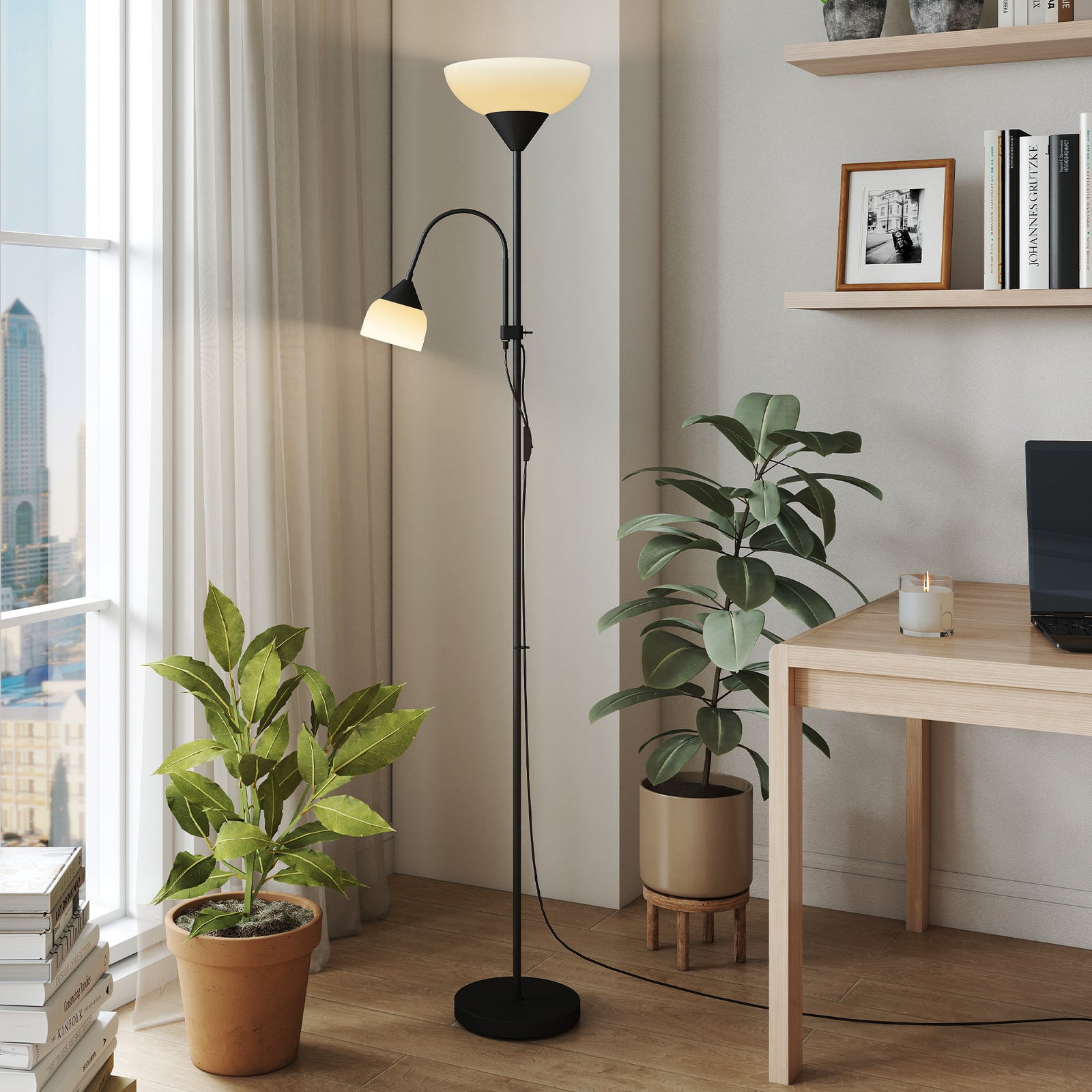Mother-child Floor Lamp Duo Light With 3 Colour Temperatures | Black