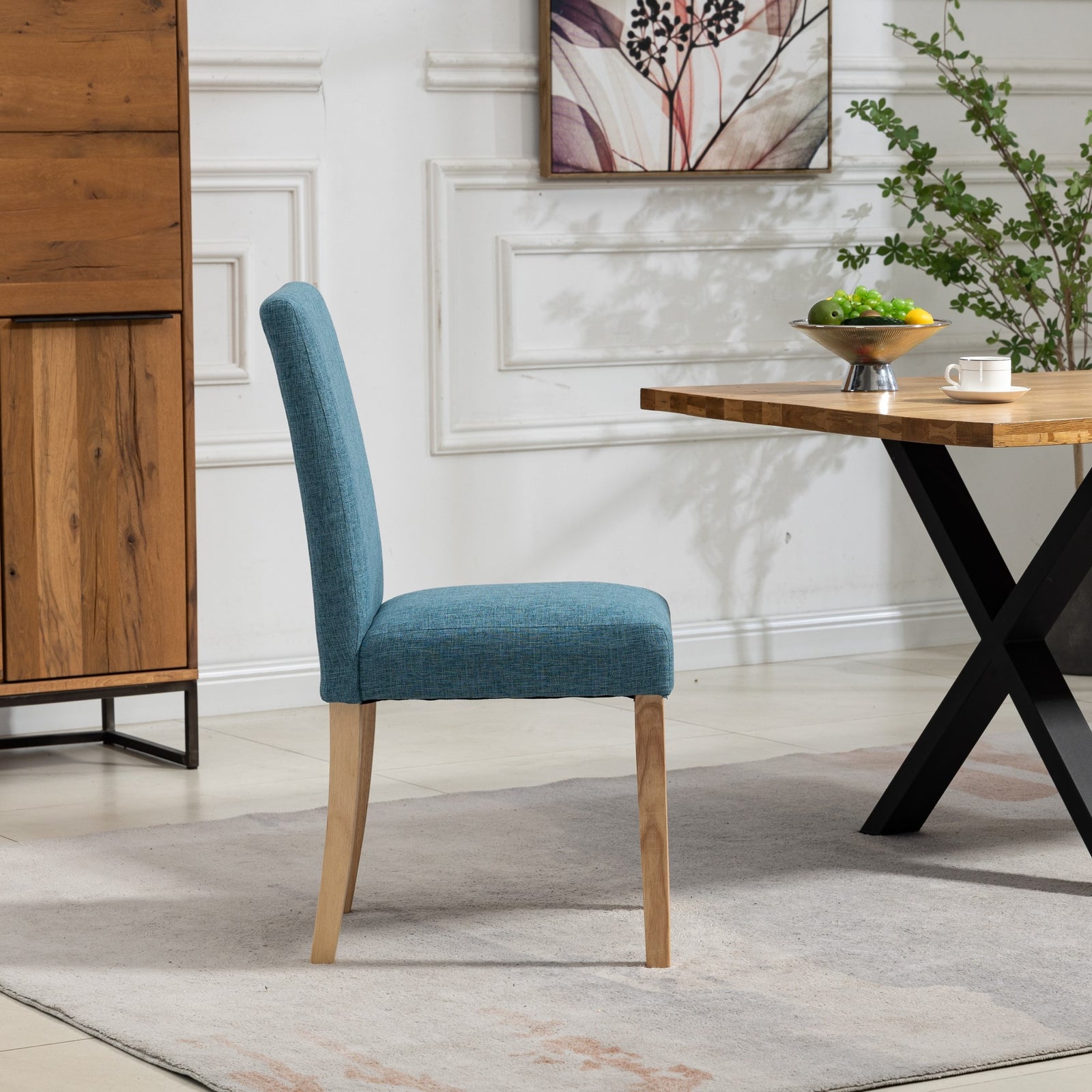 Set Of 2 Maiolo Fabric Dining Chairs | Teal