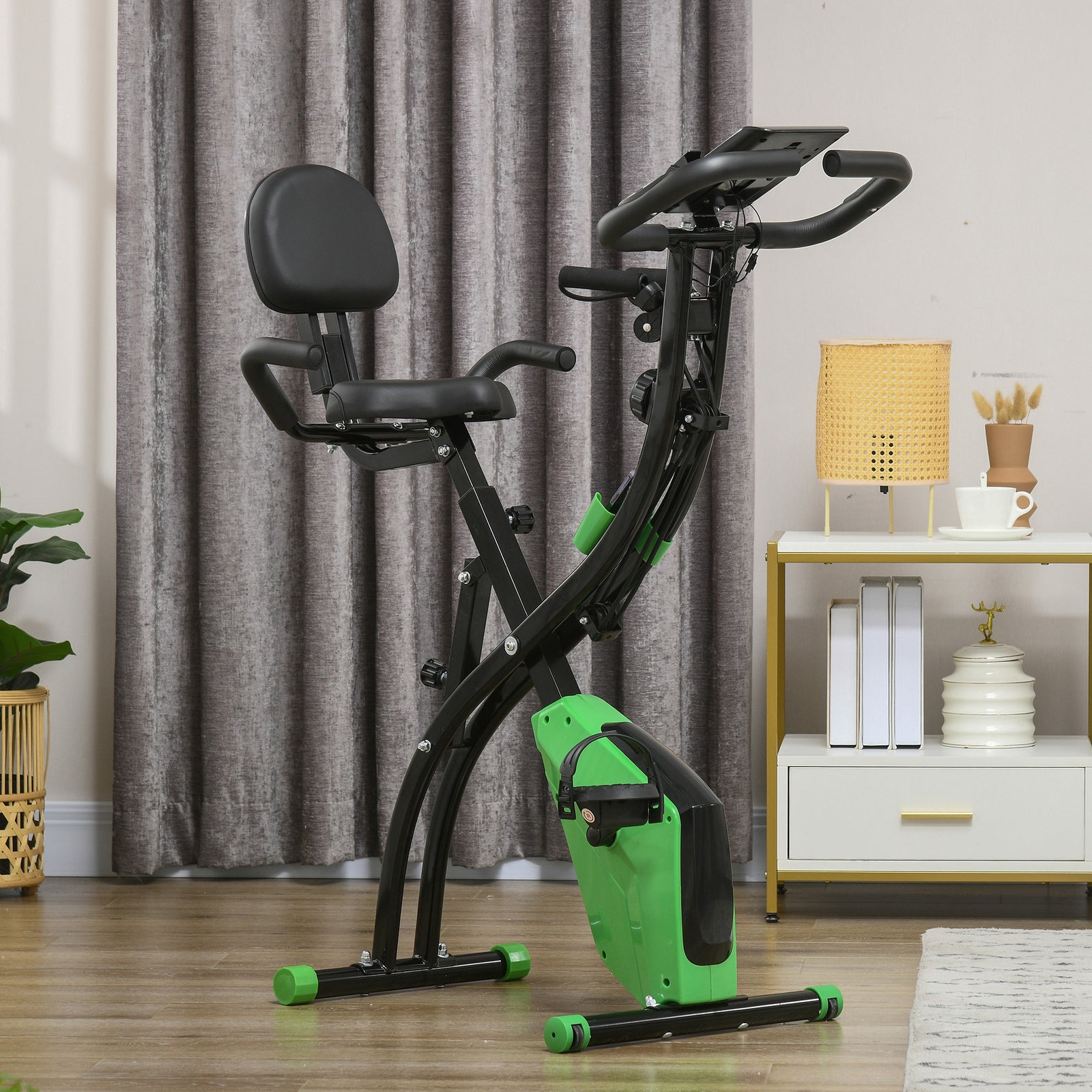 2-in-1 Folding Exercise Bike With 8-level Magnetic Resistance | Green