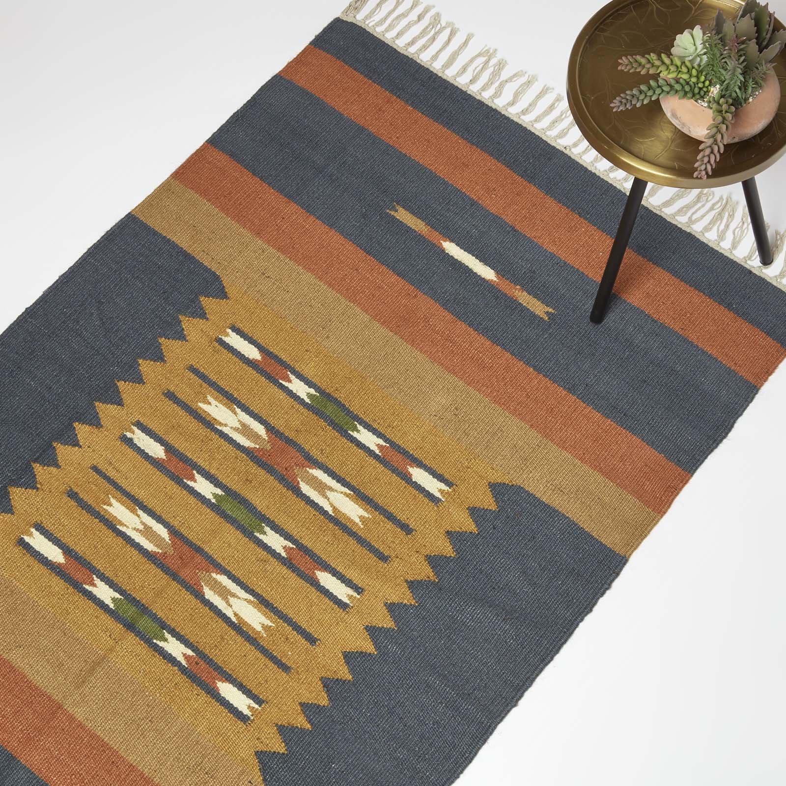 Lundi Kilim  Cotton & Jute Rug | 150cm x 95cm | Orange