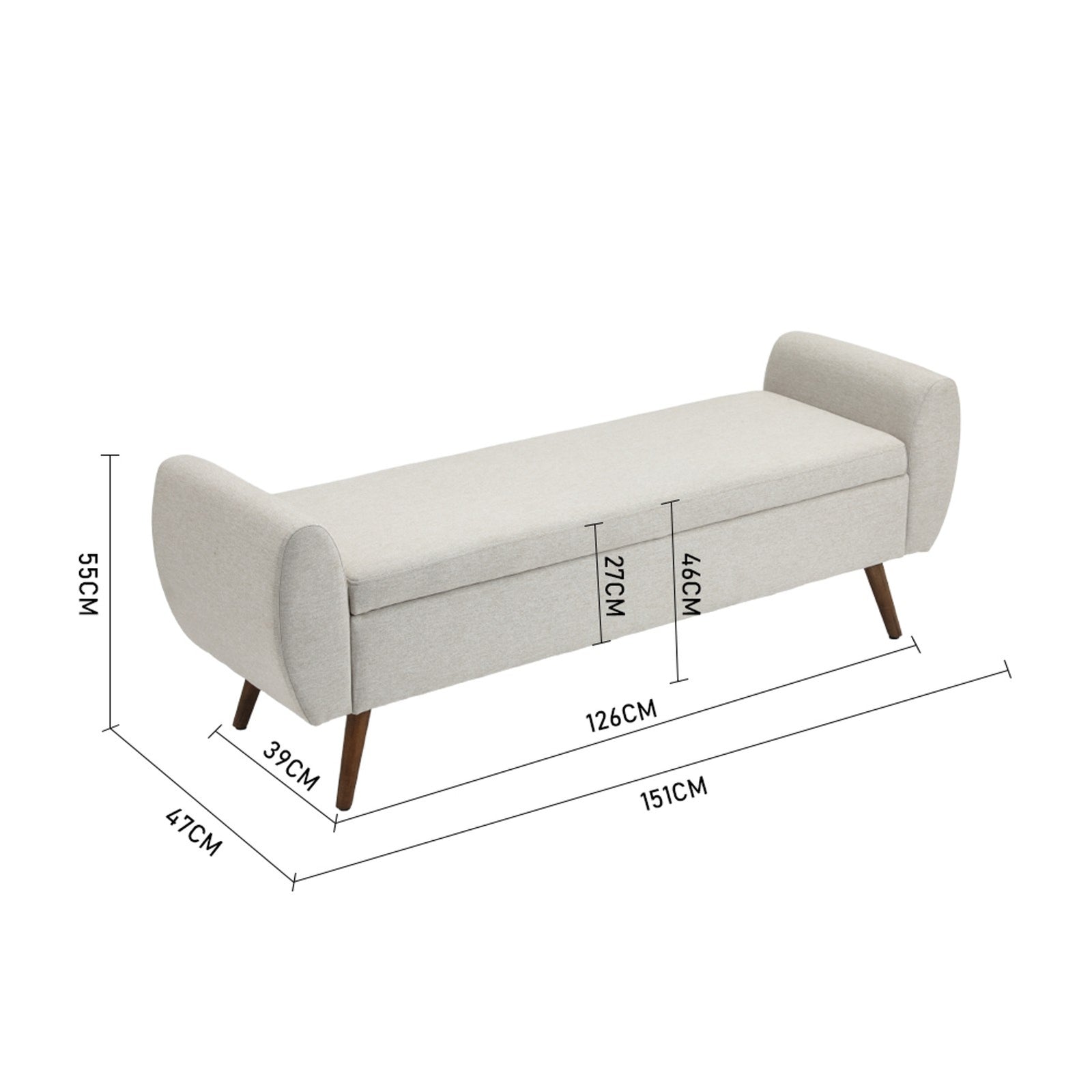 Breeins Linen Upholstered Storage Bench