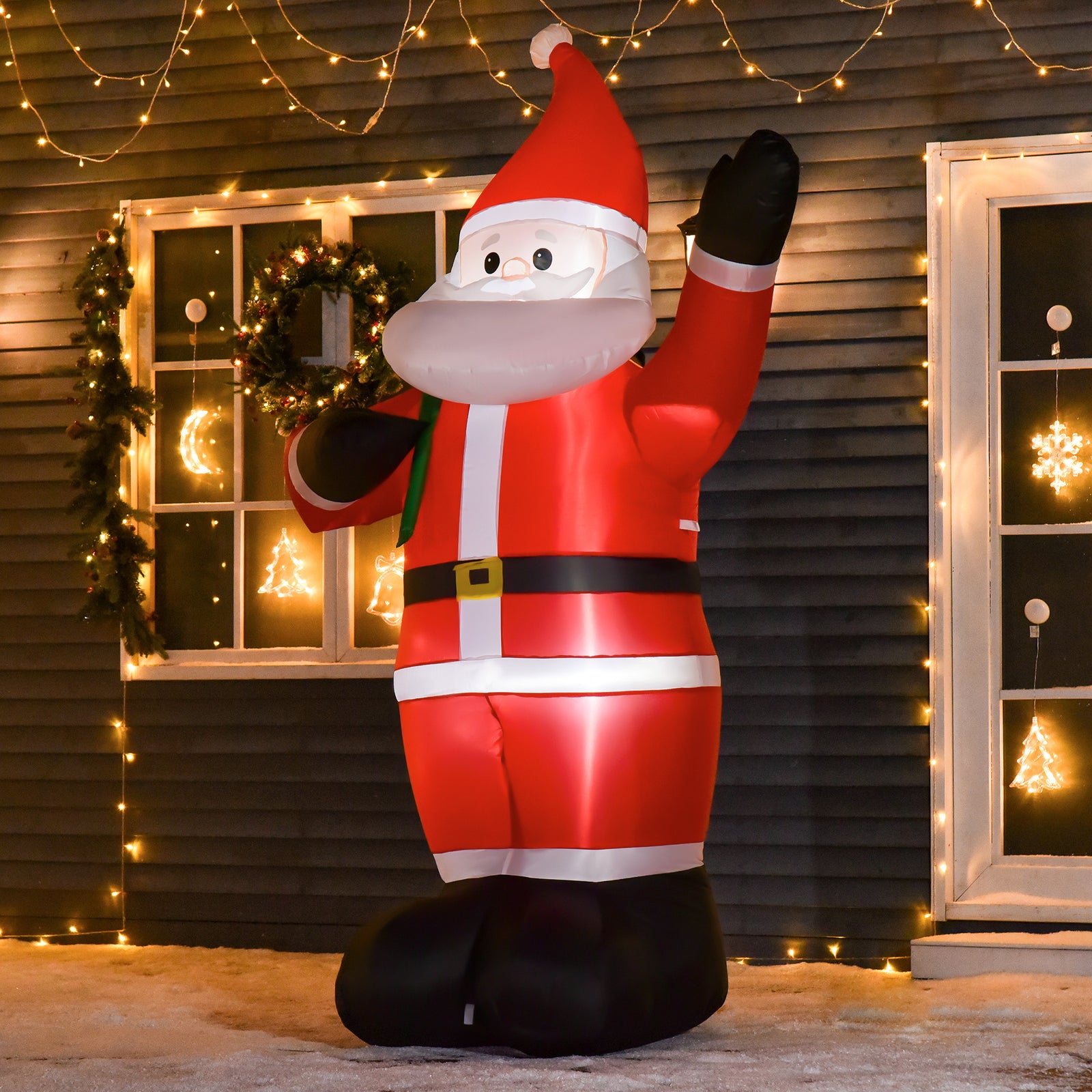 8ft Lighted Christmas Inflatable Santa Claus Gift Bag