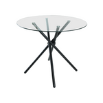 Modern New York Circle Glass Dining Table With Starburst Black Legs | Black