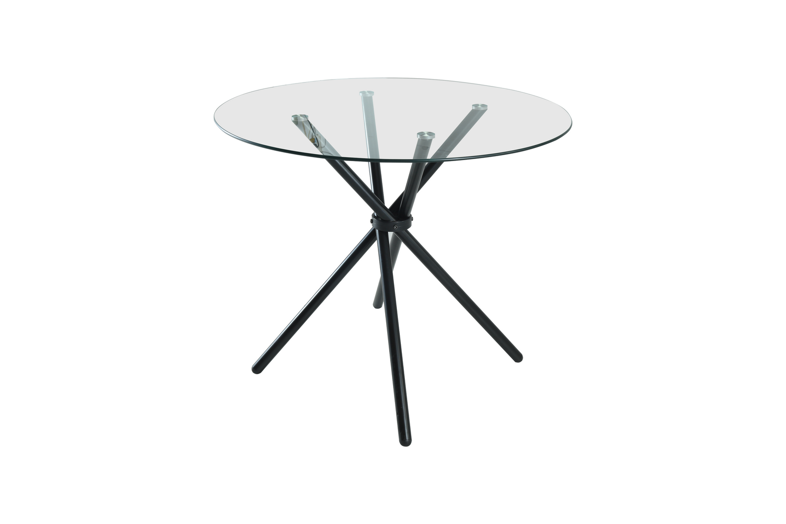 Modern New York Circle Glass Dining Table With Starburst Black Legs | Black
