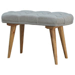 Solid Wood Deep Button Grey Tweed Bench