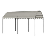 10x13ft Outdoor Gazebo With Arched Roof Black Steel Frame & Beige Canopy, Sun Shelter For Garden, Patio Or Backyard