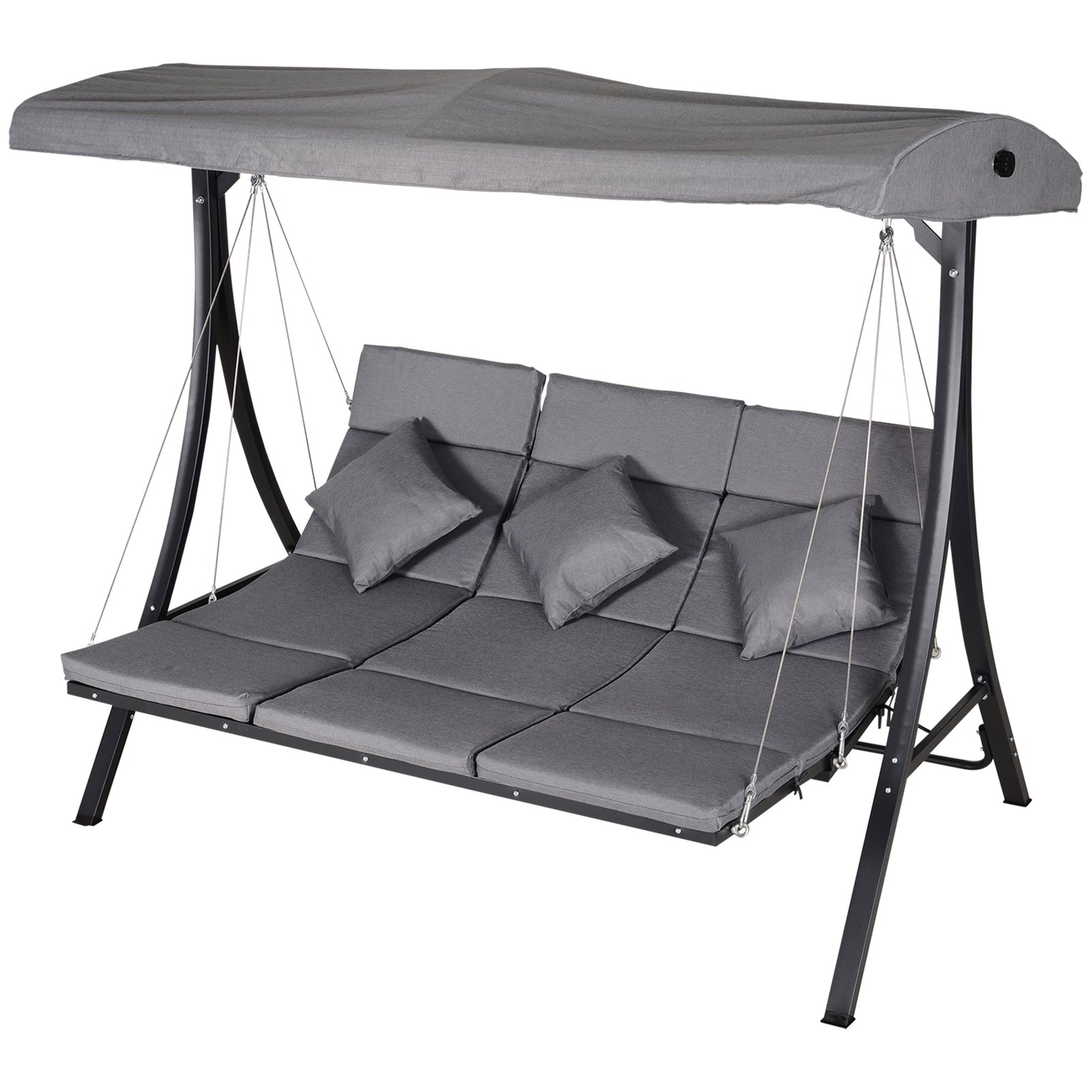 Outdoor 3-person Porch Swing Chair Chaise Lounge Garden