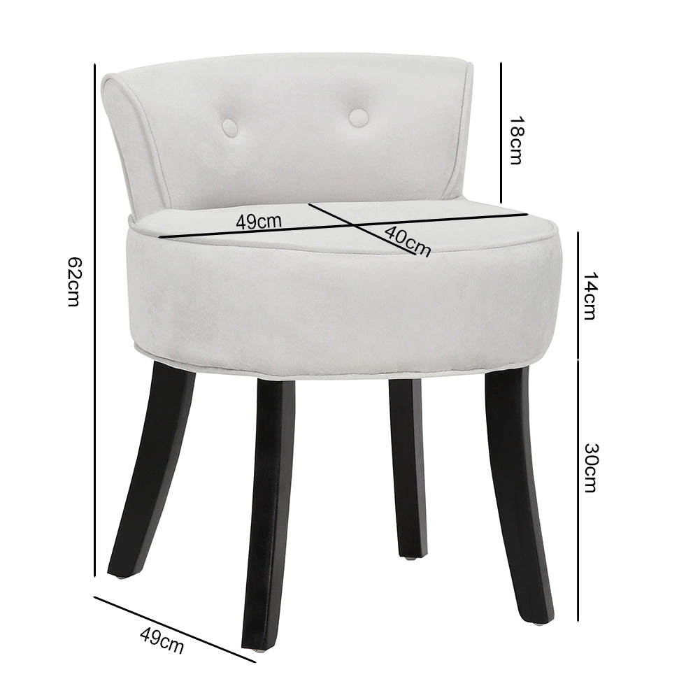 Velvet Slipper Chair Back Chair Sofa Vanity Bedroom Dressing Chair | Grey & White