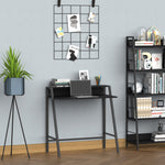 2-tier Storage Computer Workstation With Shelf, Metal Frame | Black
