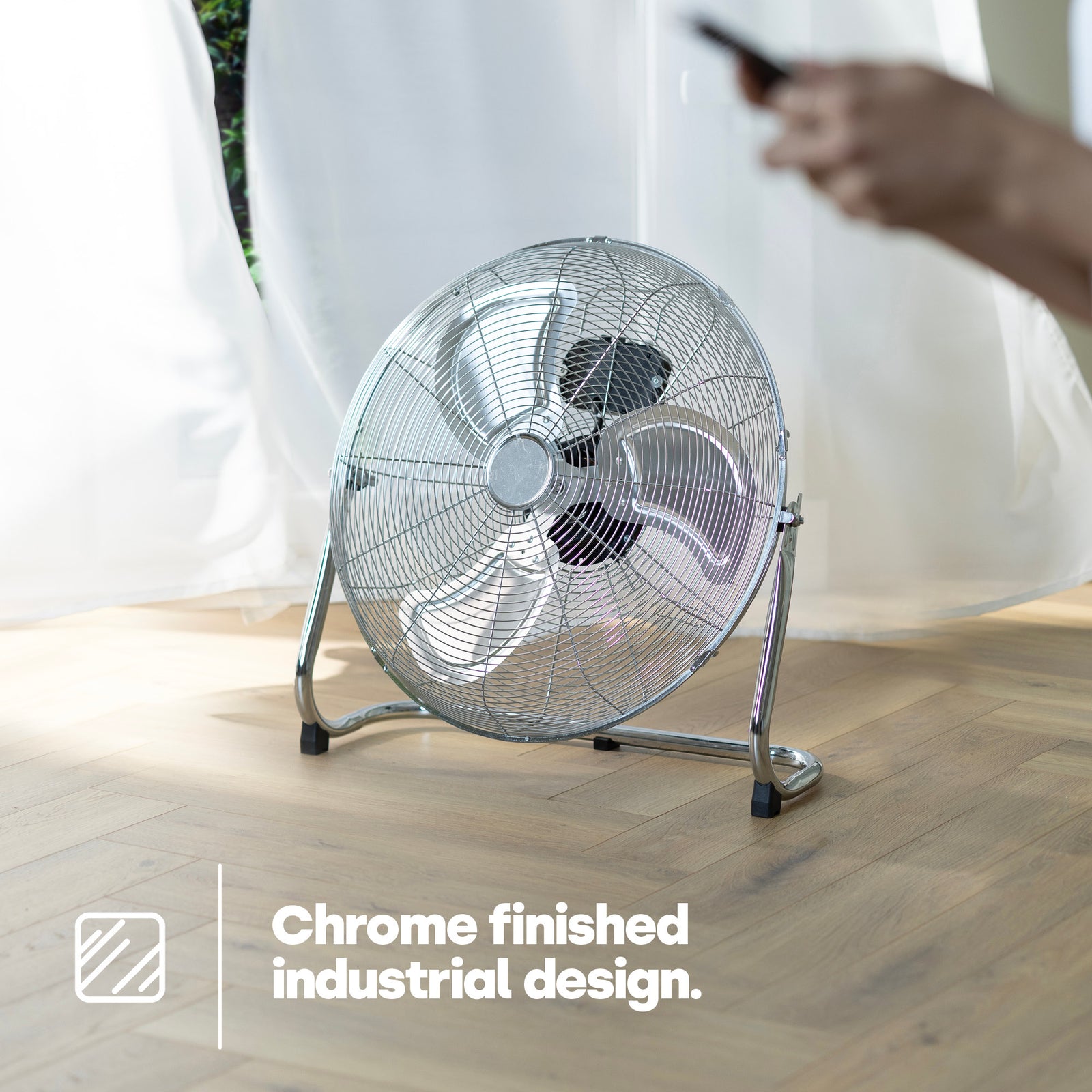 Chrome Floor Fan - 18"