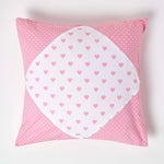 Cotton Cushion Cover With Hearts And Polka Dots Pattern | 60cm x 60cm | Pink