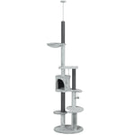 255cm Floor To Ceiling Cat Tree With Scratching Posts, Hammock, House