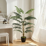 HOMCOM 120cm Tall Artificial Fern Topiary Tree In Cement Pot, Green