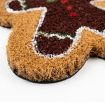 Festive Gingerbread Men Coir Christmas Doormat, 68 X 35 Cm