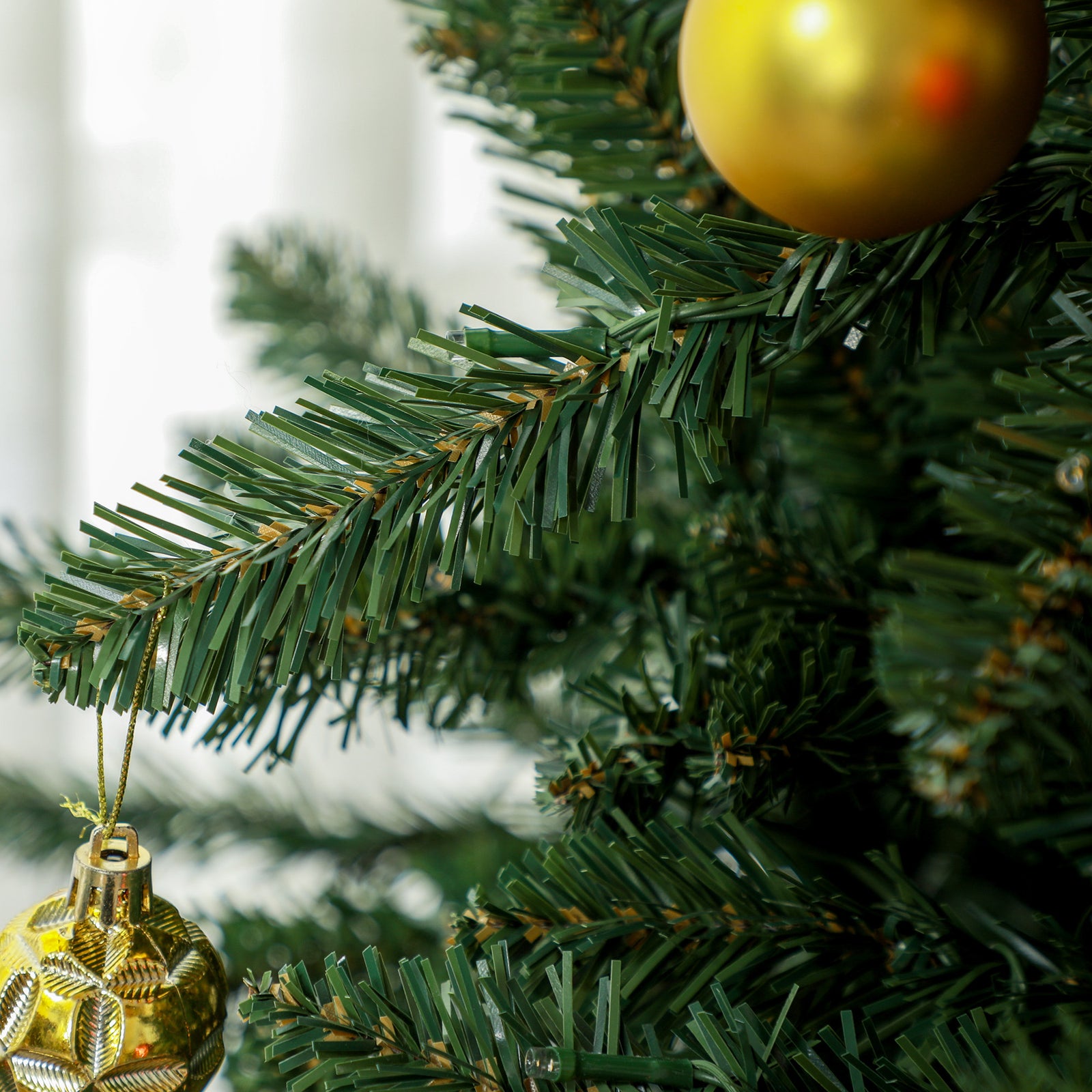 6ft Artificial Christmas Tree With Warm White Led Light, Metal Base