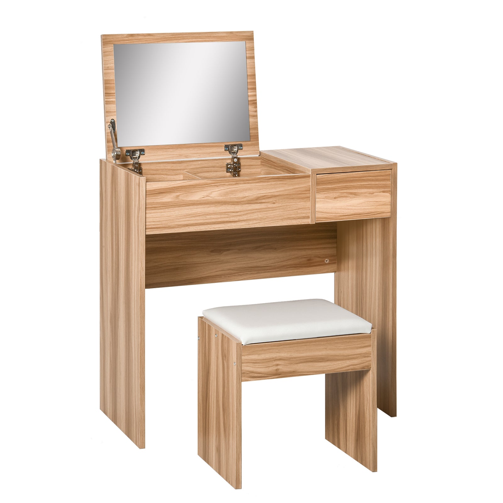 Dressing Table Set Cushioned Stool Flip-up Mirror Drawer | One Size | Natura