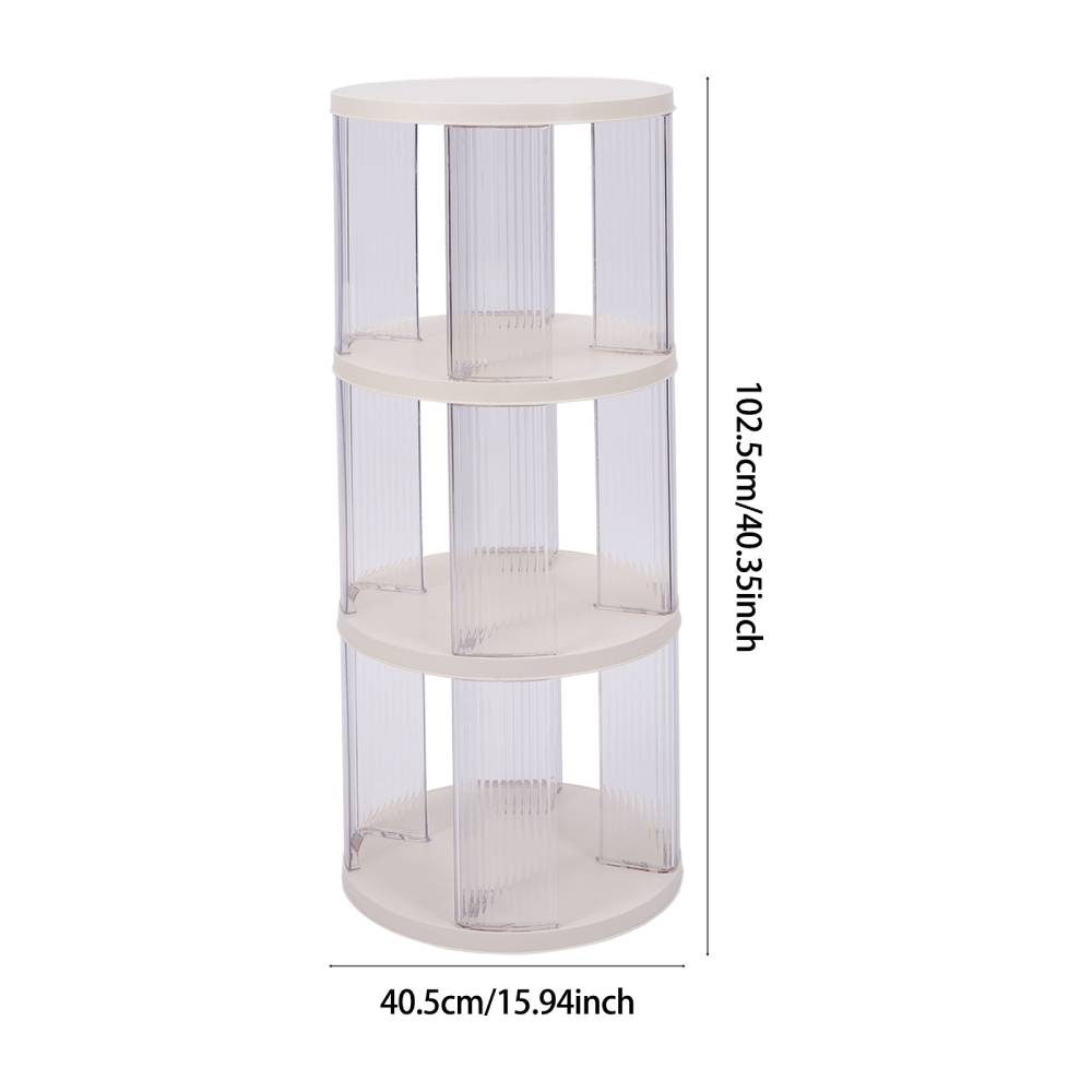 3-tier Plastic Round Rotating Bookshelf