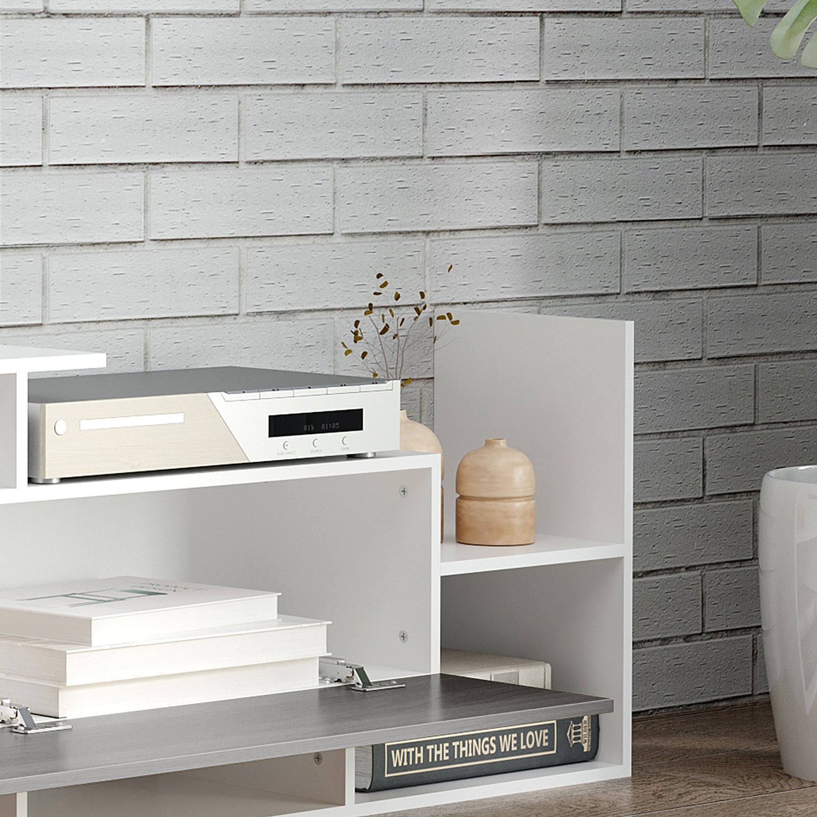 Tv Cabinet Wall-mounted Shelf Open | White