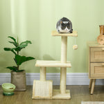 72cm Cat Tree Climbing Tower With Sisal Scratching Post | Cream