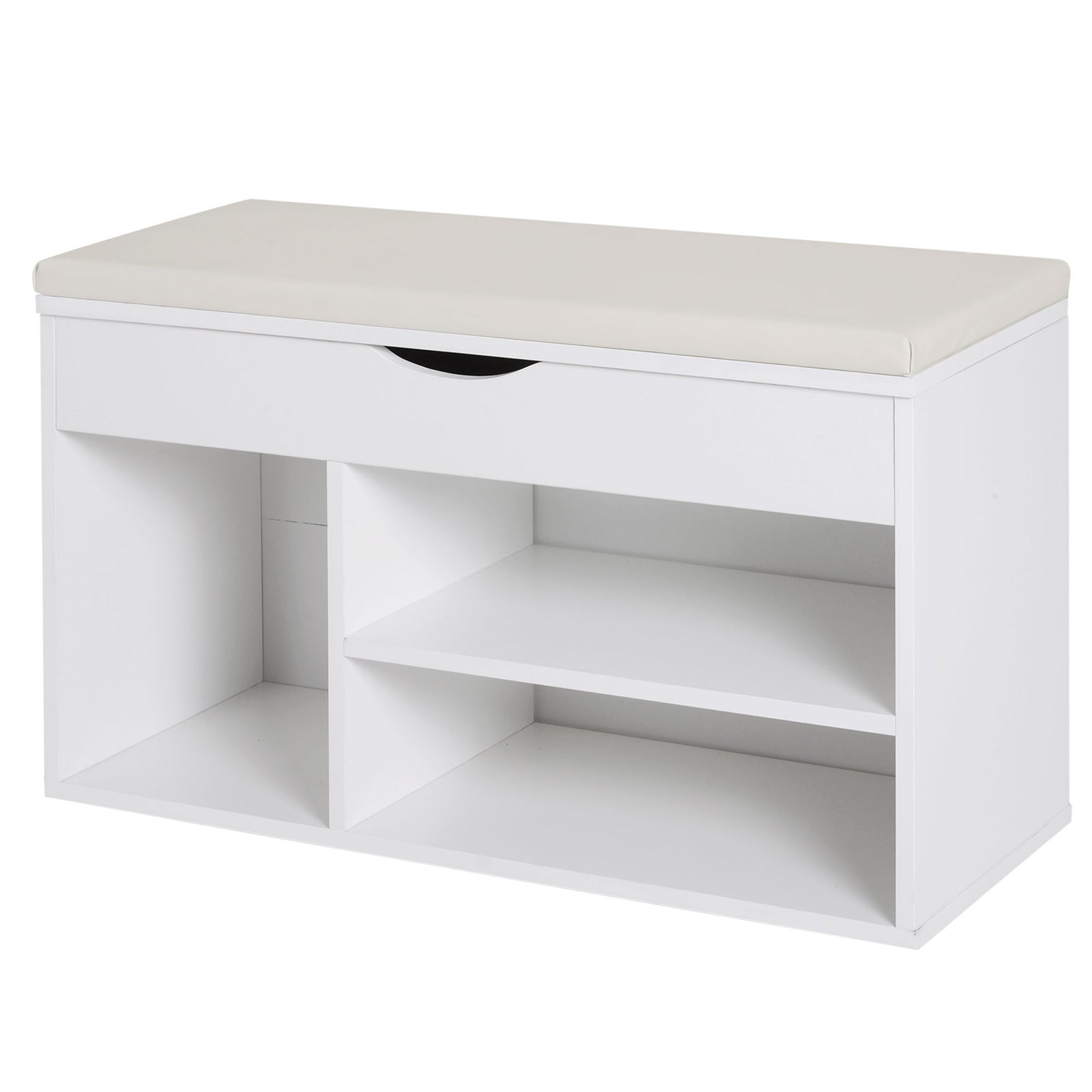 Wooden Shoes Cabinet Bench Hidden Storage Padded Seat
