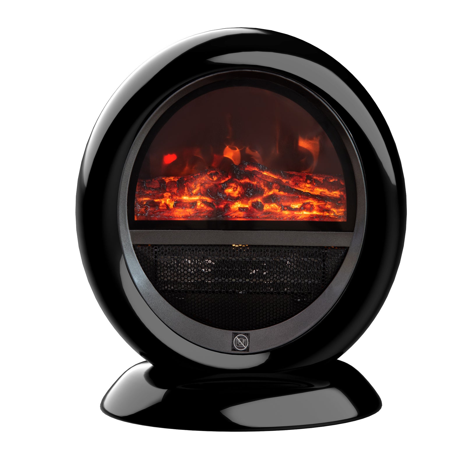 Table Top Electric Fireplace Heater With Led Flame Rotatable | One Size | Black