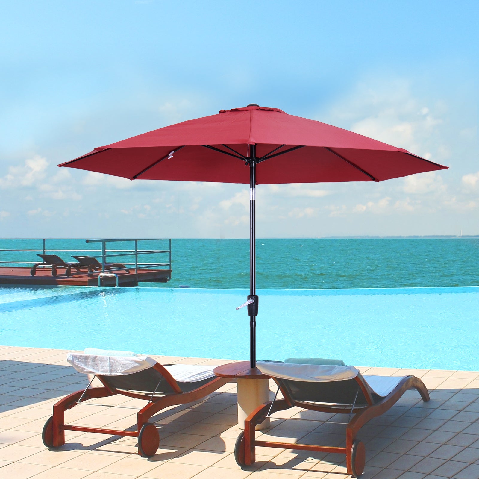 2.7m Parasol With Tilt And Crank | Red