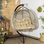 2 Seaters Textlin Swing Hammock W/ Cushion & Fold Design | Brown