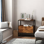 Industrial-style Side Table With Drawer, Open Shelf