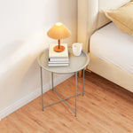 46cm Round Garden Table Side Table With Removable Tray | White