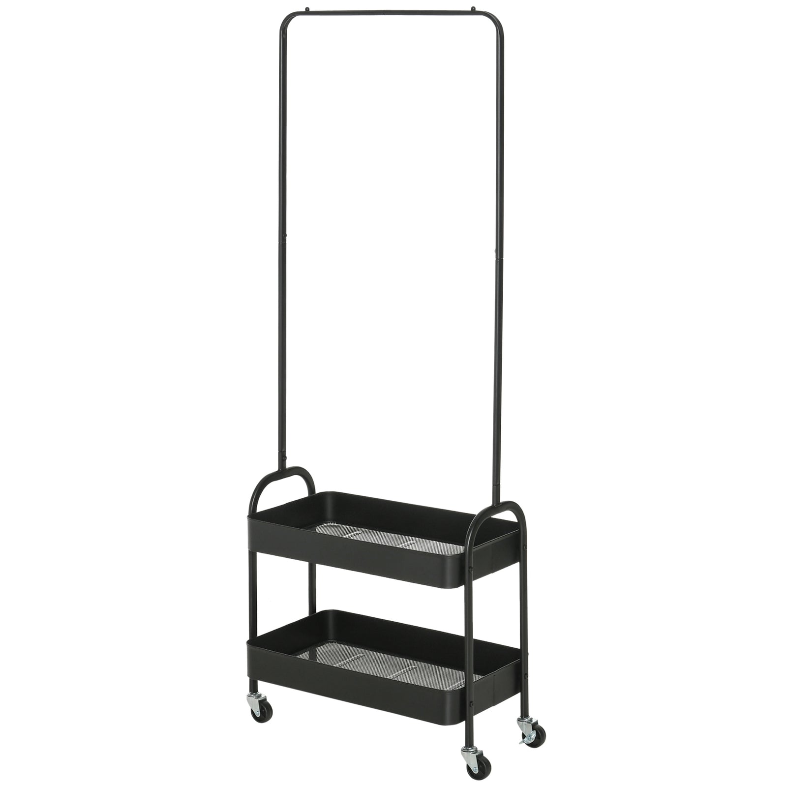 Metal Clothes Rack With Shoe Stand, Clothing Rail On Wheels