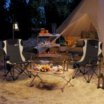 Set Of 2 Folding Camping Chairs With Cooler Bag | Black