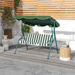 3-person Garden Swing Chair With Adjustable Canopy, Stripes | Green