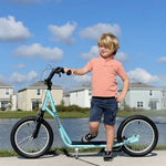90-96cm Kids Kick Scooter W/ Adjustable Handlebar Inflatable Wheels | Blue