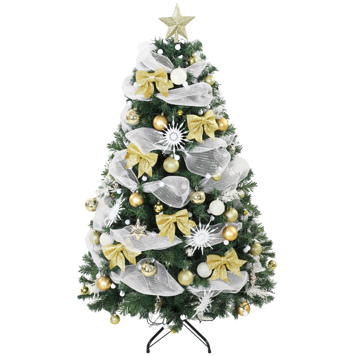 HOMCOM 5ft Pre-lit Christmas Tree With 150 Led Lights, 8 Modes, 450 Tips