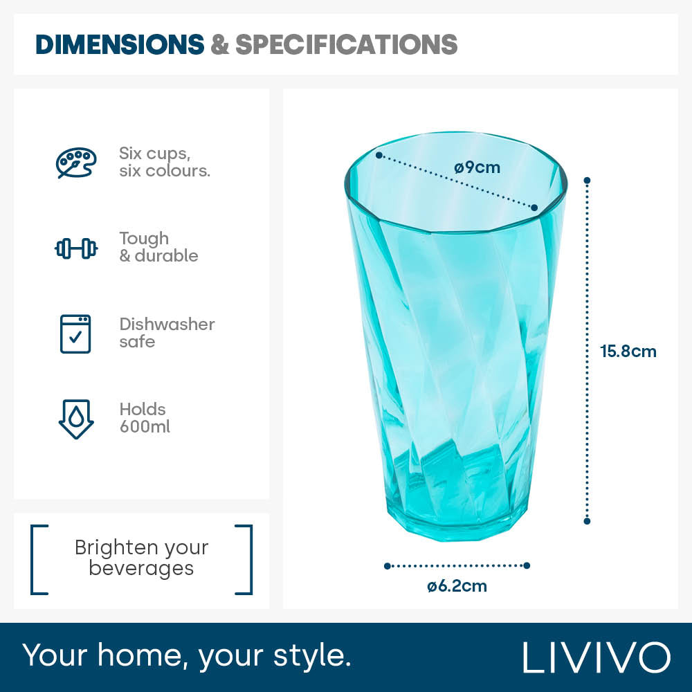 Livivo Bpa Free Acrylic Tumblers Set Of 6 Stackable Cups Clear