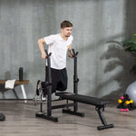 Adjustable Weight Bench W/ Barbell Rack And Dip Station