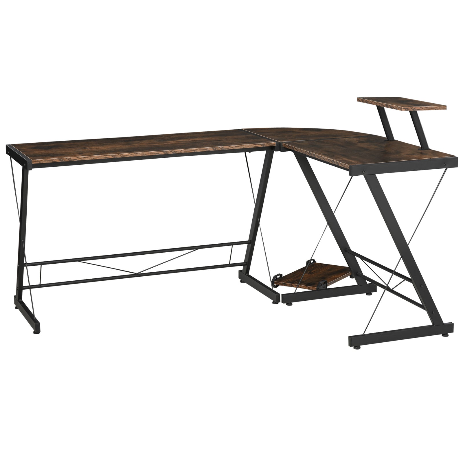 L Shaped Home Office Desk, Shelf & Cpu Stand