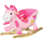 Rocking Horse Plush Ride On Unicorn With Songs, Seat Belt, Pink