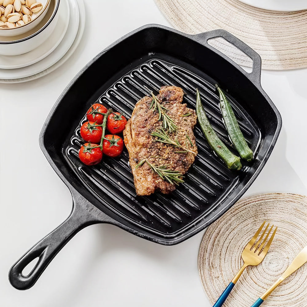 25cm W X 24cm D Rectangular Cast Iron Grill Pan