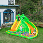 Kids Bouncy Castle With Slide Pool Basket Gun Climbing Wall W/ Blower